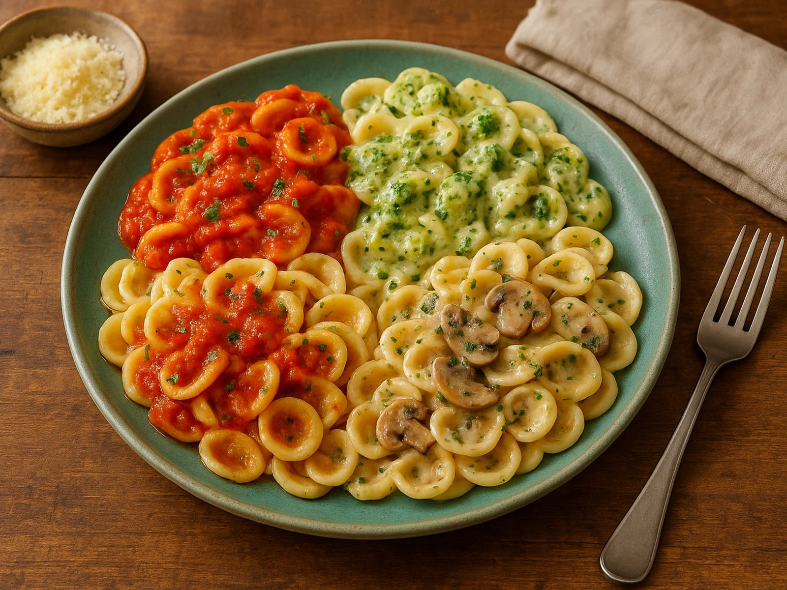 Orecchiette varie – Öhrchennudeln in drei Saucen