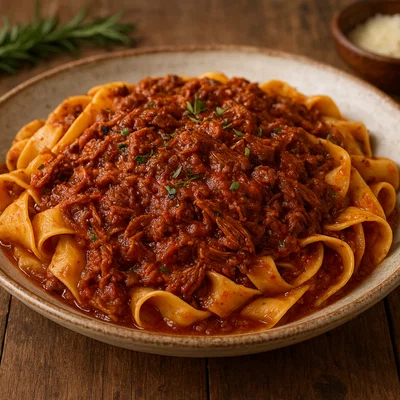 Pappardelle al Cinghiale – breite Bandnudeln mit Wildschweinragù