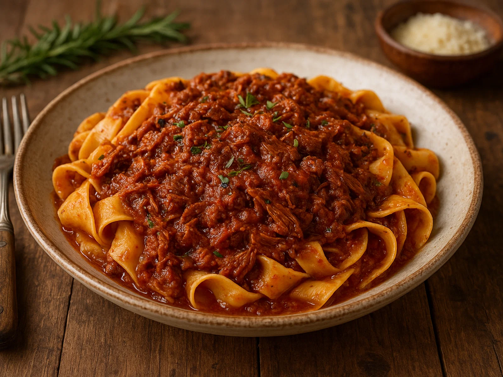 Pappardelle al Cinghiale – breite Bandnudeln mit Wildschweinragù