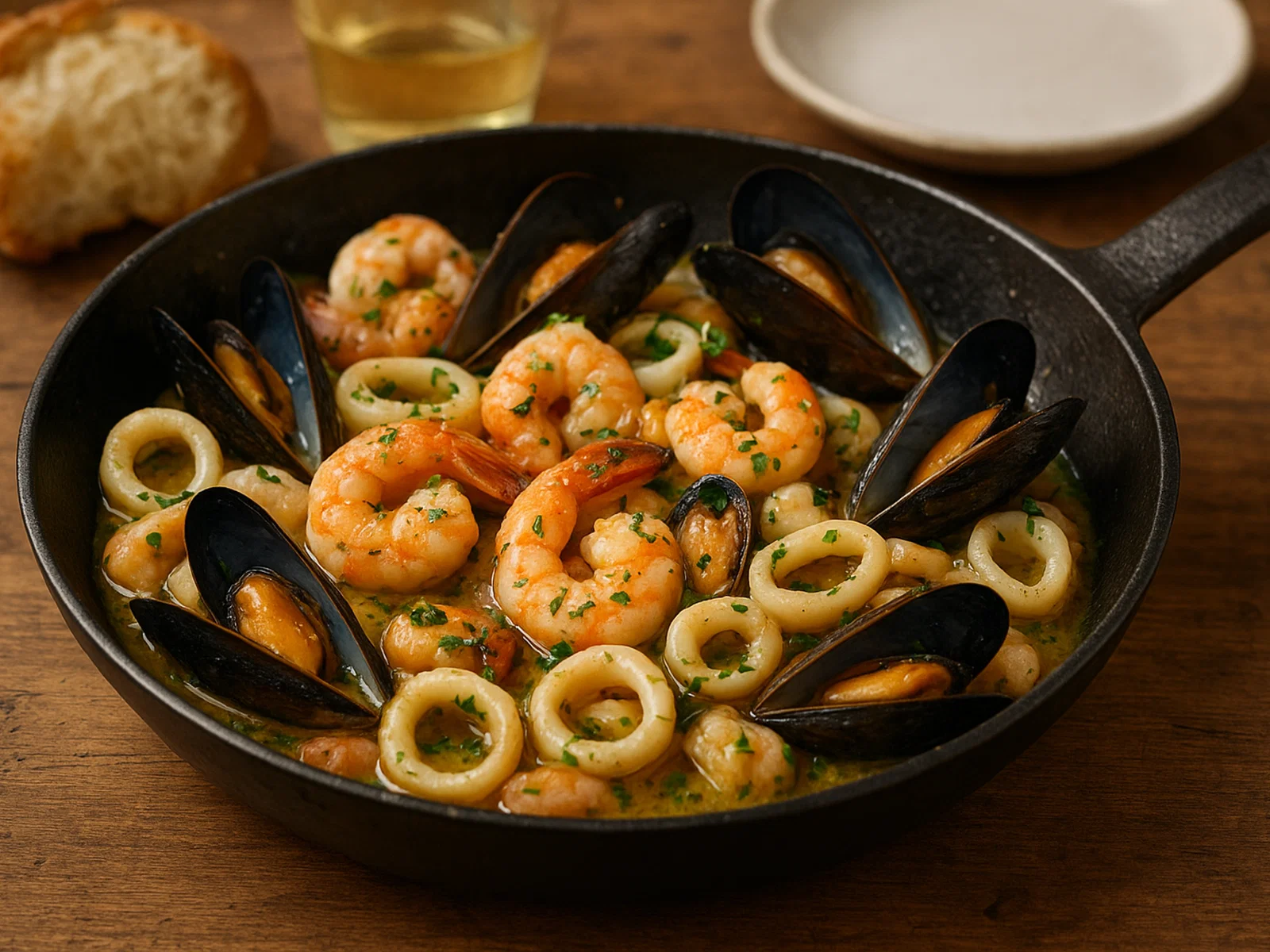 Frutti di Mare Misti – Gemischte Meeresfrüchte aus der Pfanne