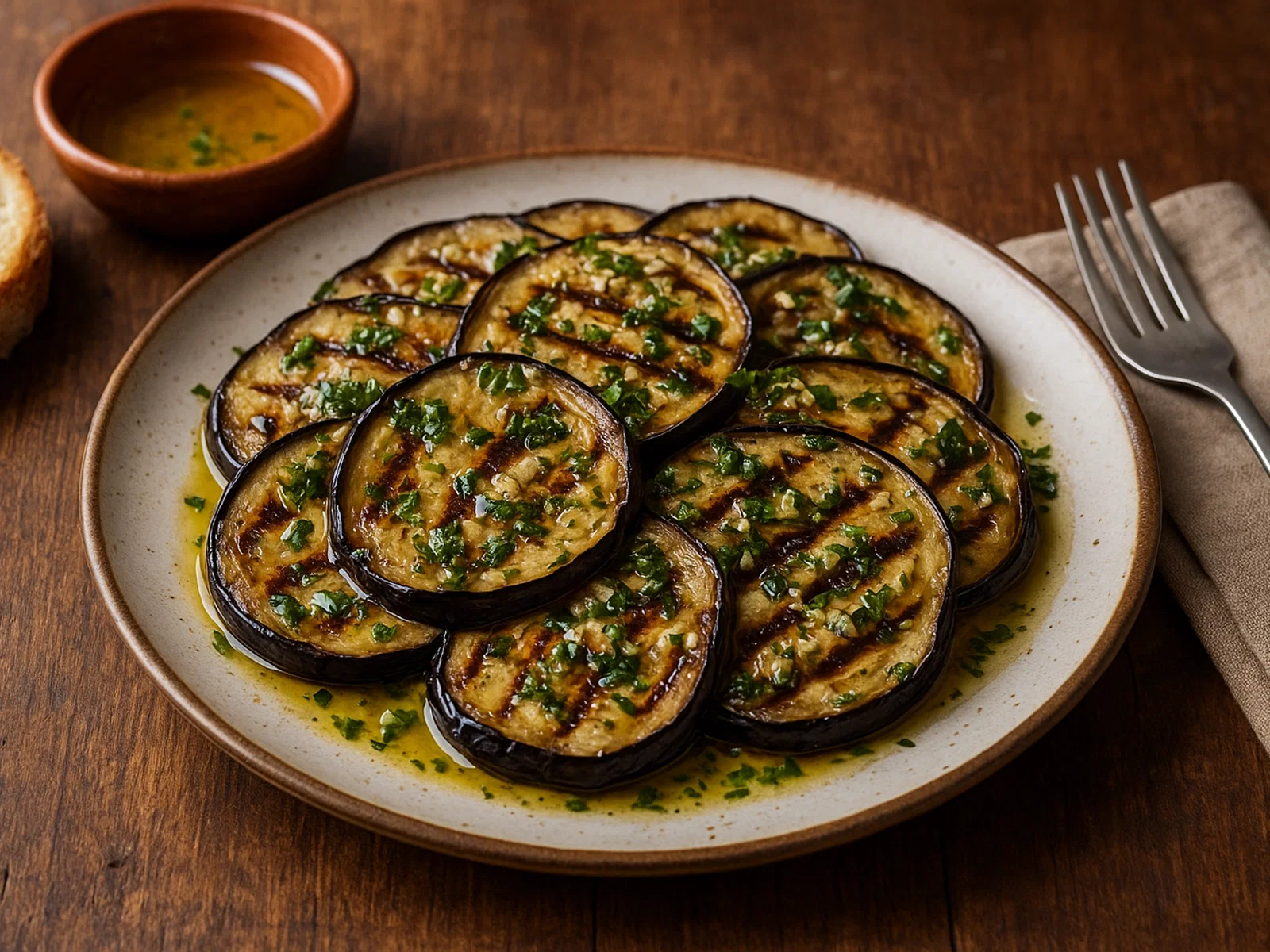 Melanzane grigliate – gegrillte Auberginen mit Knoblauch und Kräutern