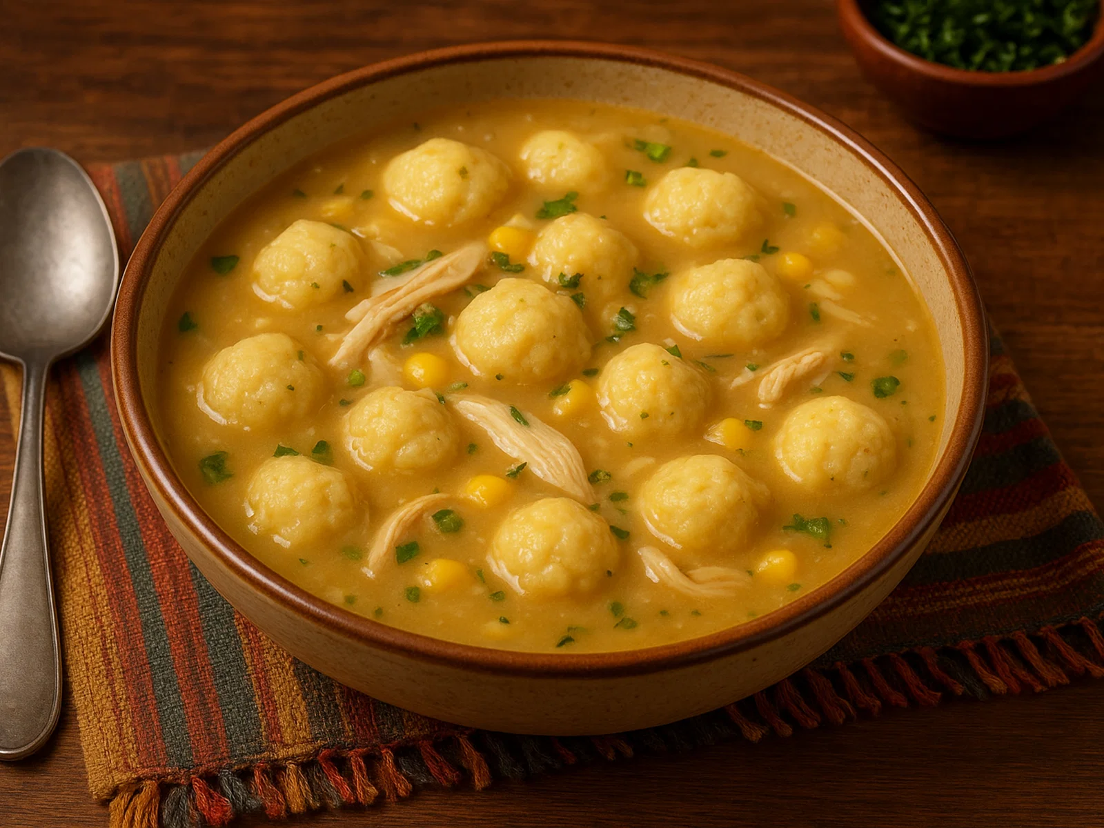 Borí borí de pollo – Paraguaysche Hühnersuppe mit Mais-Käse-Klößchen