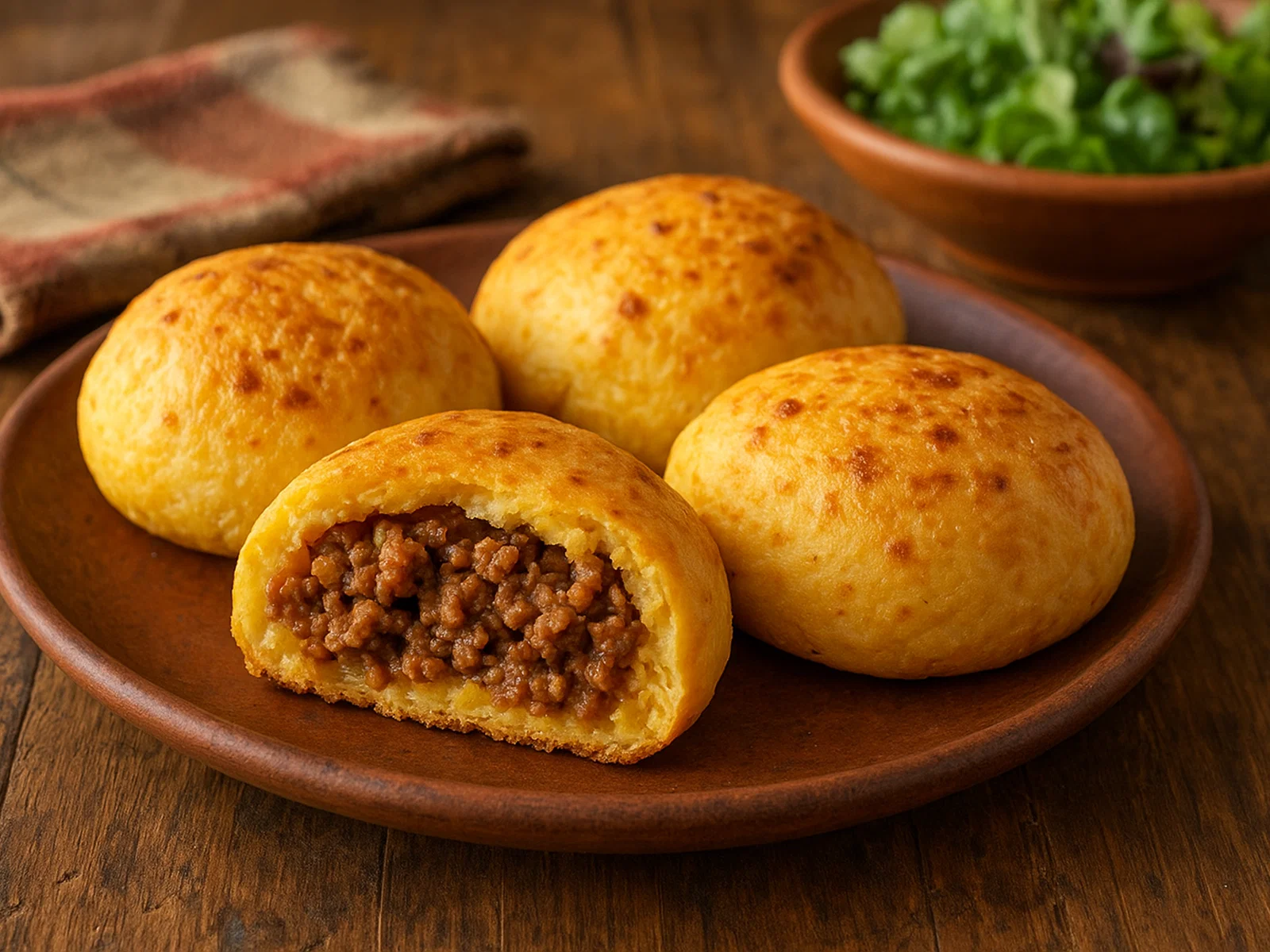 Chipa so'o – gefüllte Maniok-Käse-Brötchen mit Hackfleisch