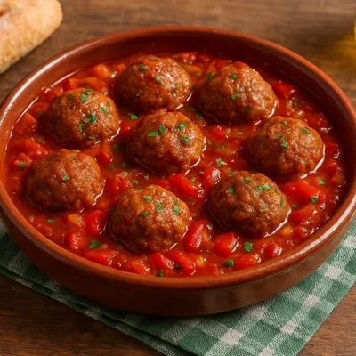 Spanische Albóndigas in Tomaten-Paprika-Soße