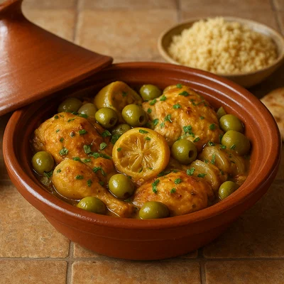 Tagine de poulet au citron confit (Marokkanische Zitronen-Hähnchen-Tajine)
