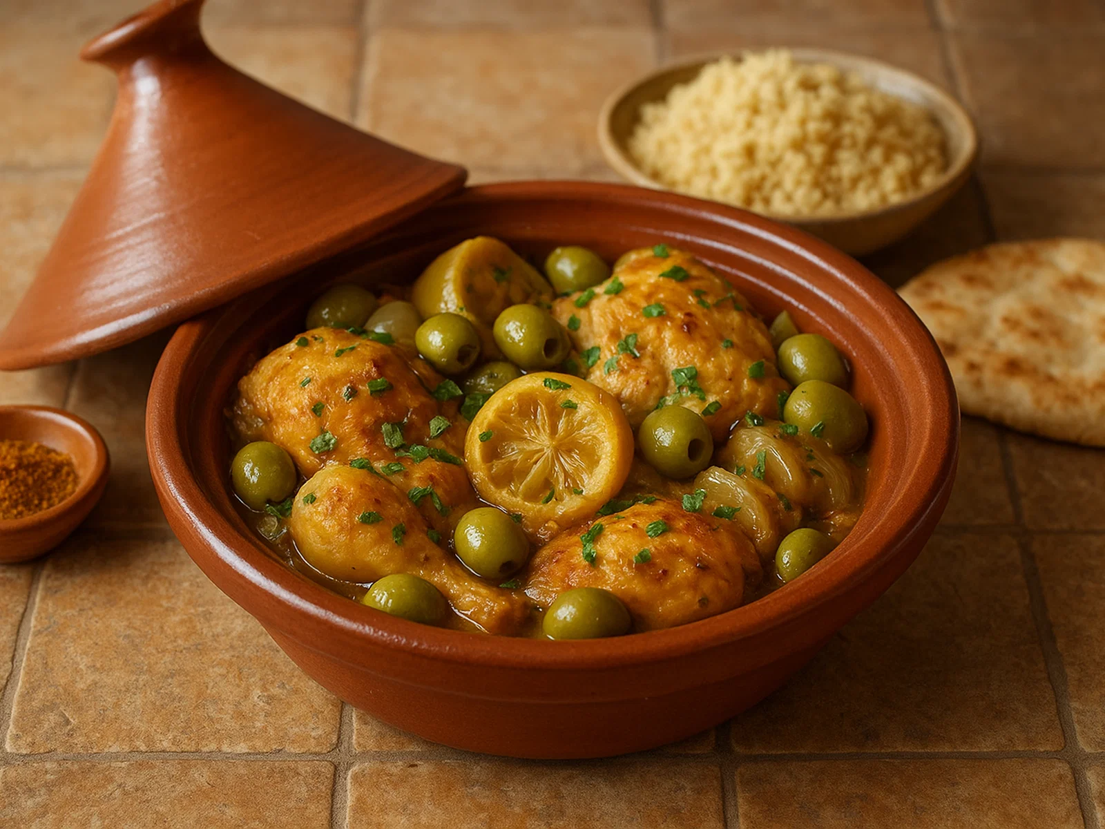 Tagine de poulet au citron confit (Marokkanische Zitronen-Hähnchen-Tajine)