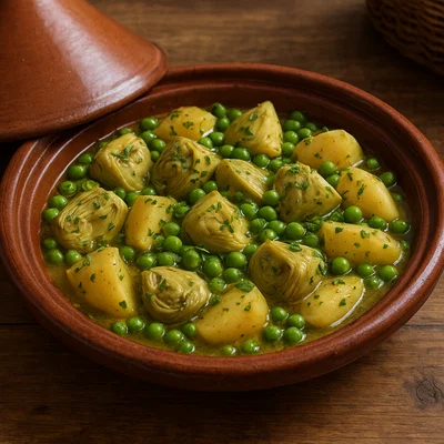 Tagine mit Artischocken und Erbsen (Tagine aux artichauts et petits pois)