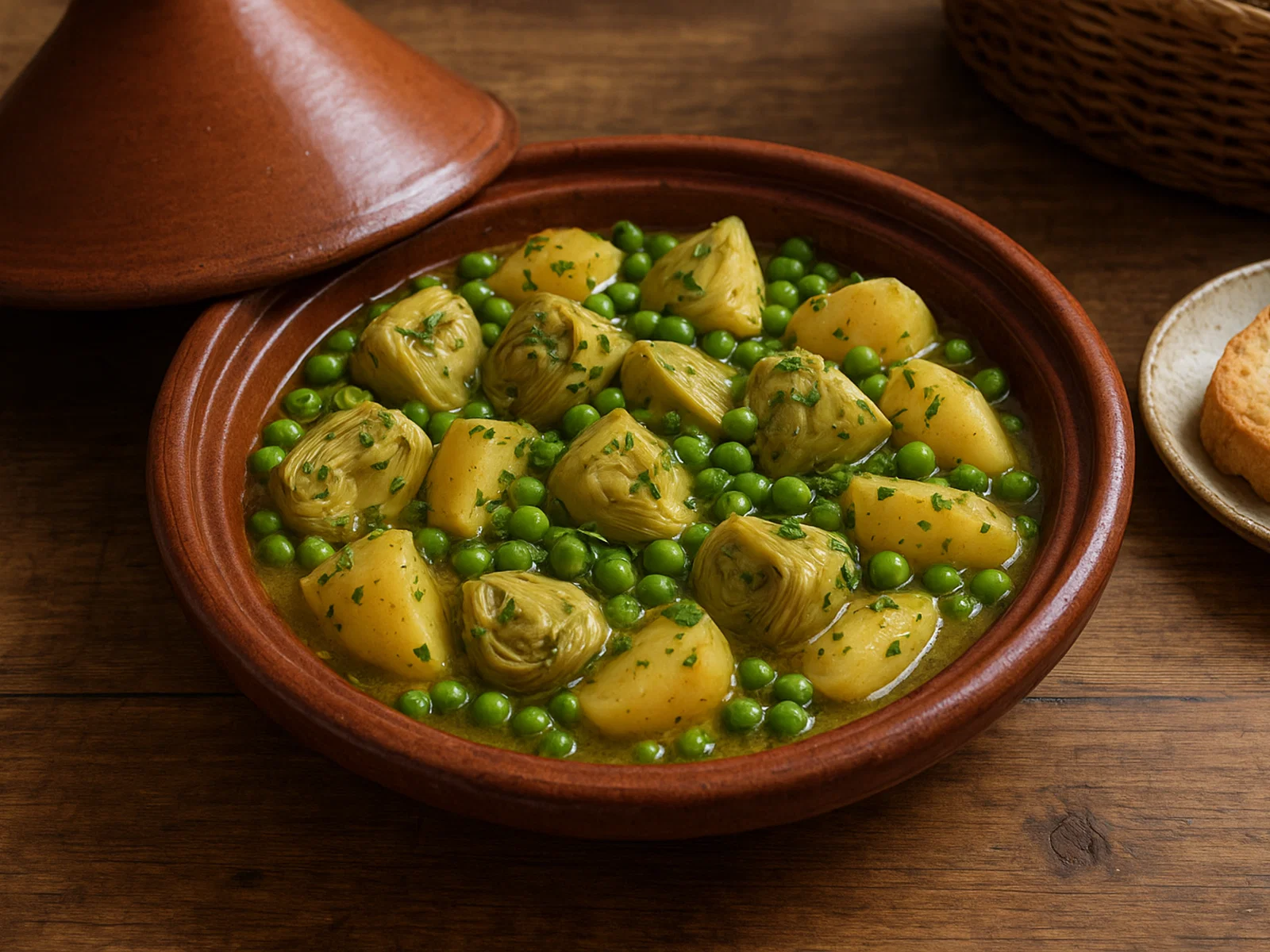 Tagine mit Artischocken und Erbsen (Tagine aux artichauts et petits pois)