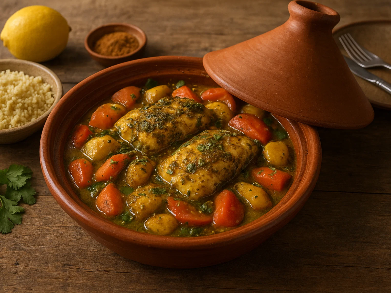Tagine de poisson à la chermoula (marokkanische Fisch-Tagine)