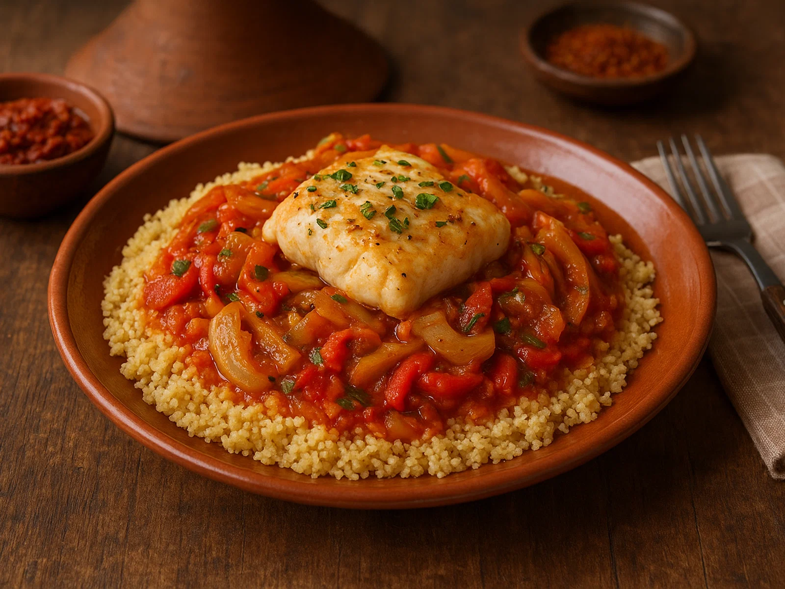 Couscous au poisson – Nordafrikanischer Couscous mit Fisch