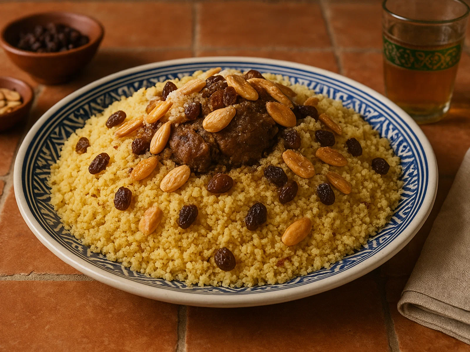 Seffa Medfouna – Süßer Couscous mit Verstecktem Fleisch