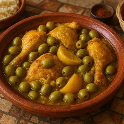 Djej bil Hamid – marokkanisches Zitronen-Oliven-Hähnchen