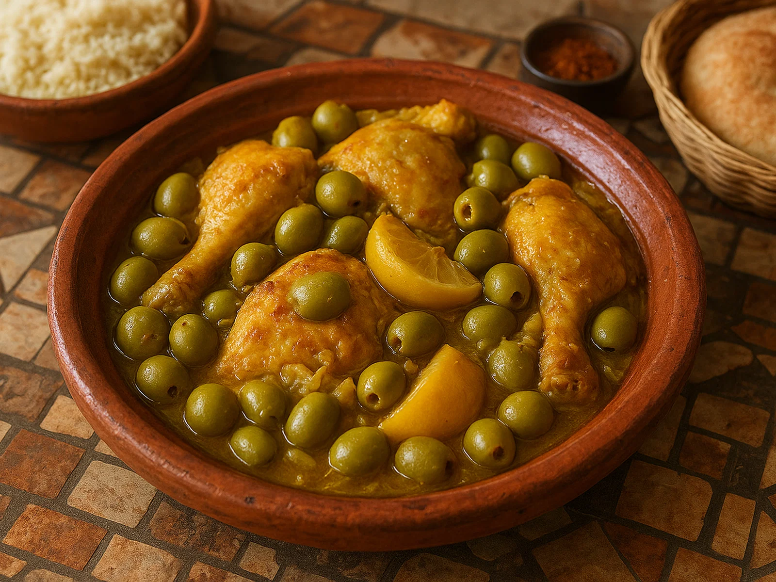 Djej bil Hamid – marokkanisches Zitronen-Oliven-Hähnchen