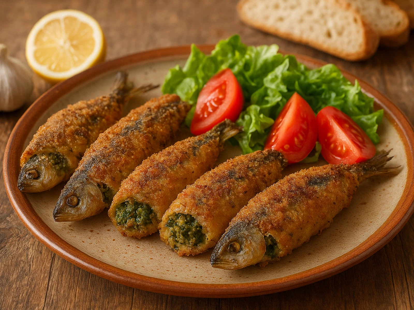 Sardines farcies – mit Chermoula gefüllte, panierte Sardinen