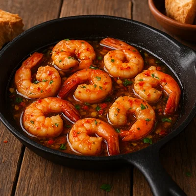 Crevettes Pil Pil – Garnelen in Knoblauch-Chili-Öl