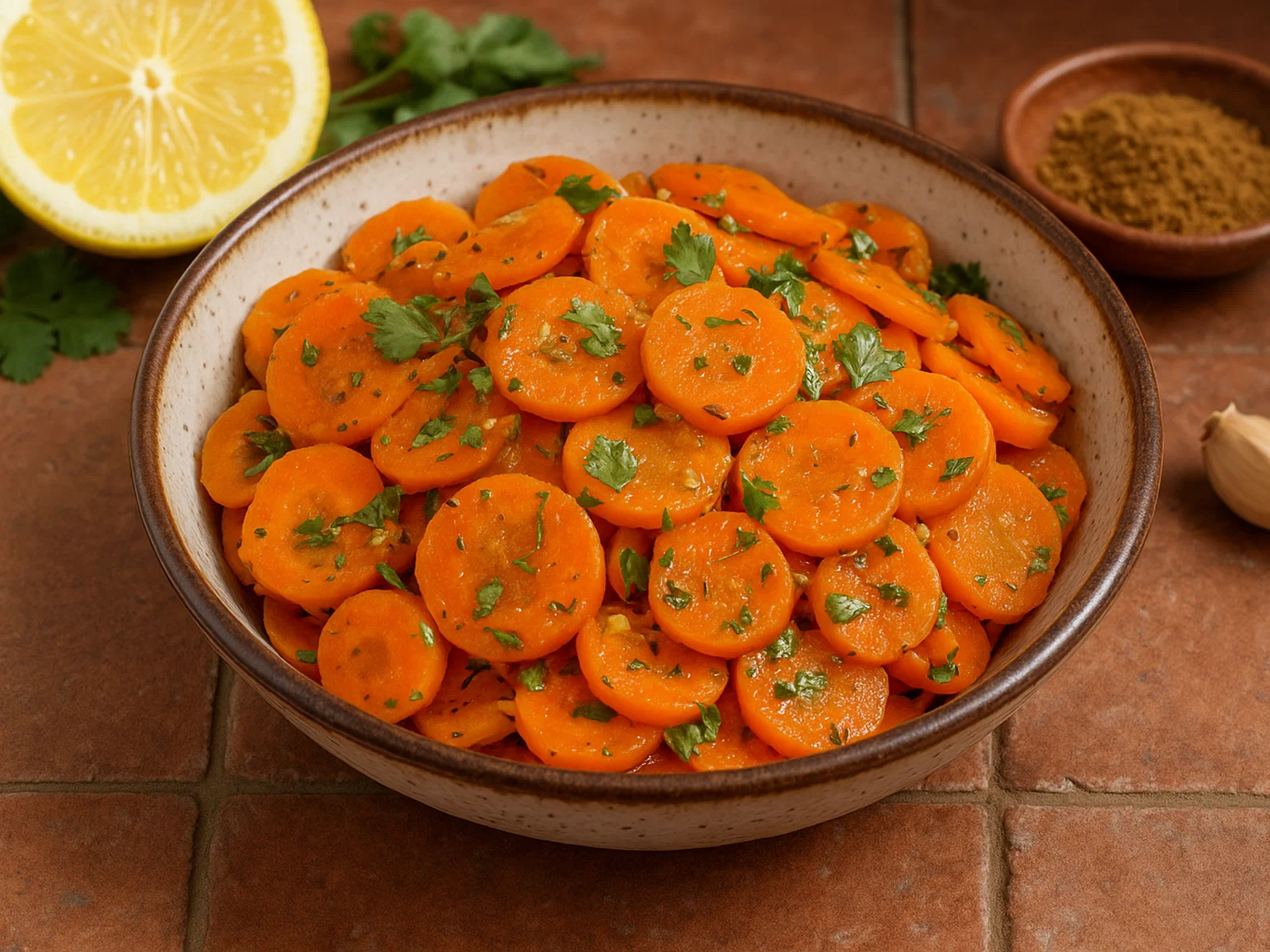 Marokkanischer Karottensalat mit Kreuzkümmel und Zitrone