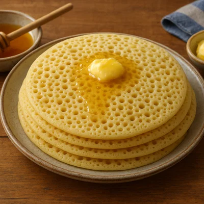 Baghrir – Marokkanische Tausend-Loch-Pfannkuchen mit Honig-Butter