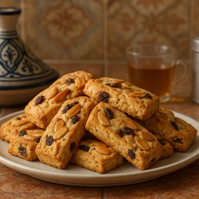 Marokkanische Fekkas mit Mandeln und Rosinen