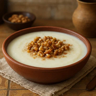 Mhalbi – Algerischer Milchpudding mit Reismehl und Orangenblütenwasser