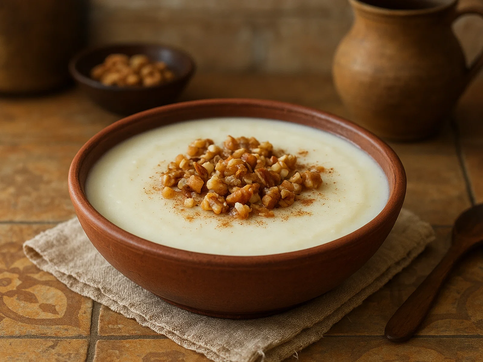 Mhalbi – Algerischer Milchpudding mit Reismehl und Orangenblütenwasser