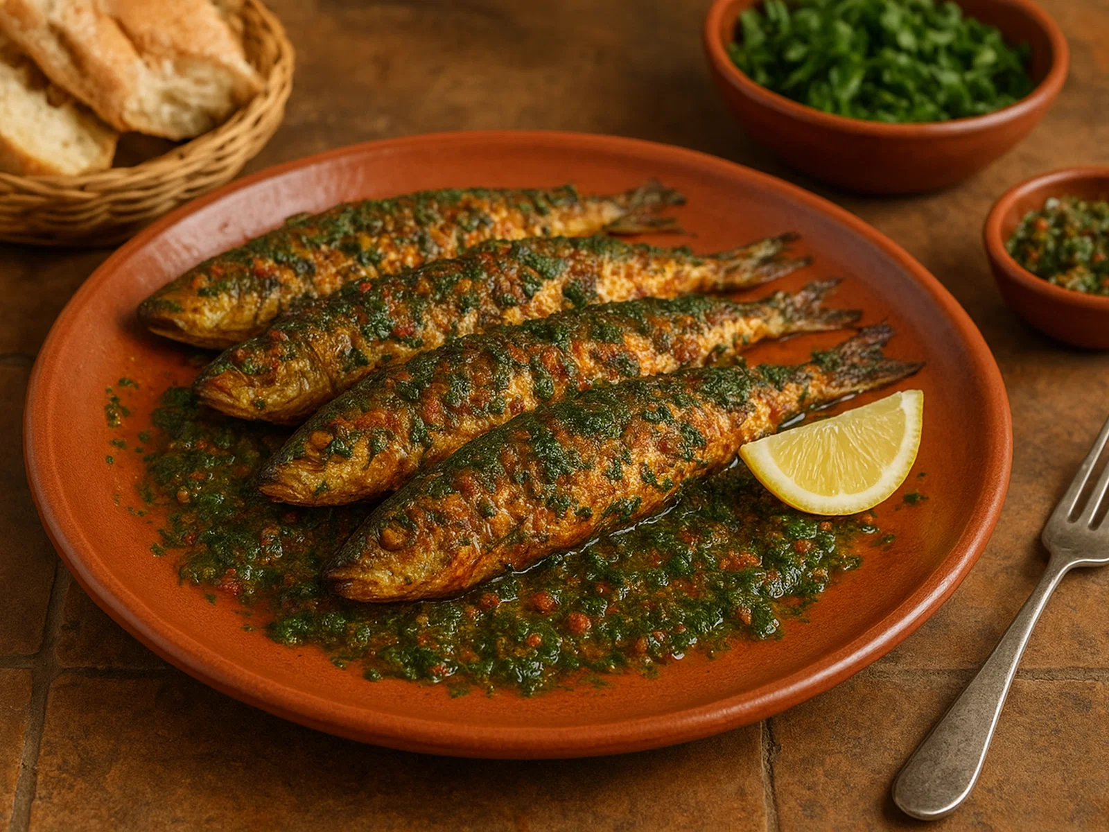 Tcharmila – würzig gebratener Fisch in Chermoula