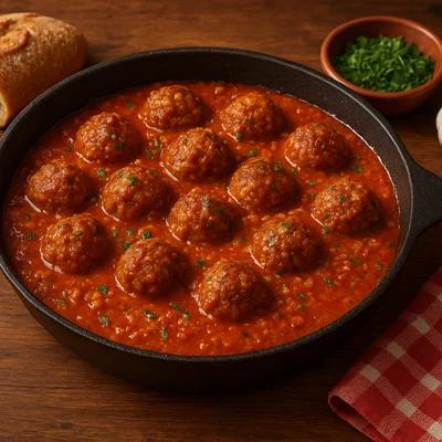 Spanische Albóndigas in Tomaten-Mandel-Sauce