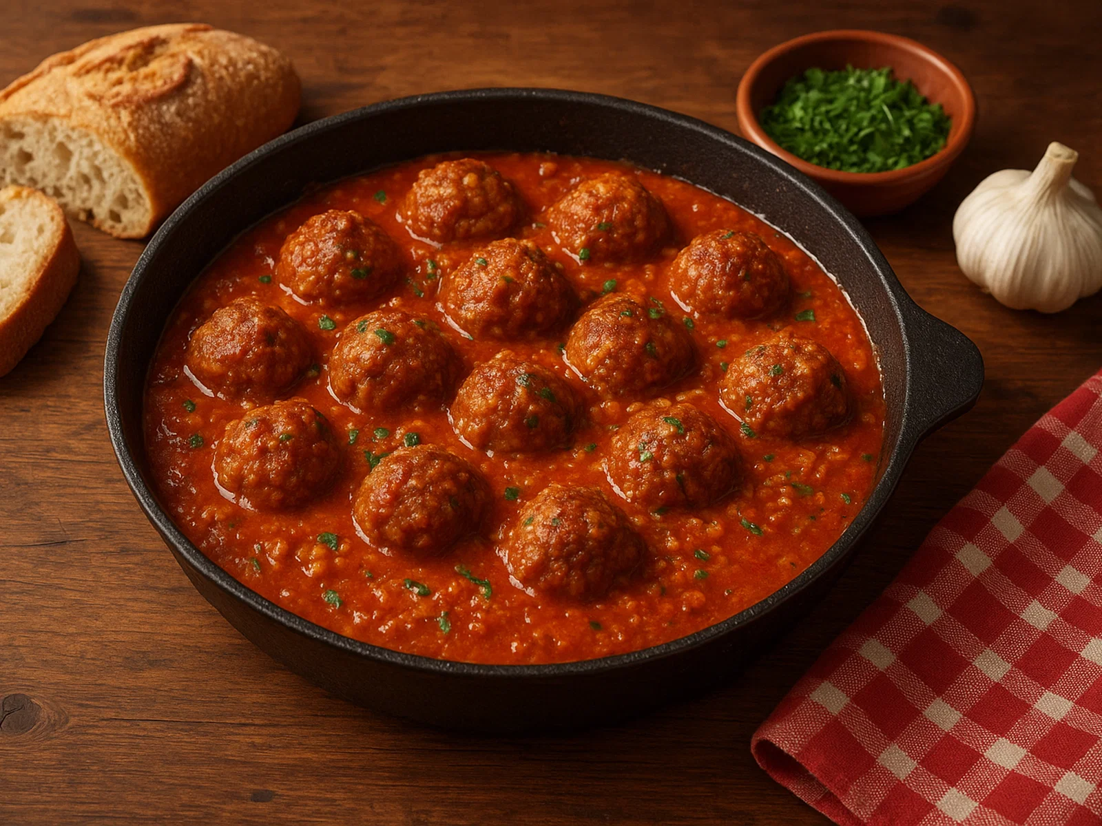 Spanische Albóndigas in Tomaten-Mandel-Sauce