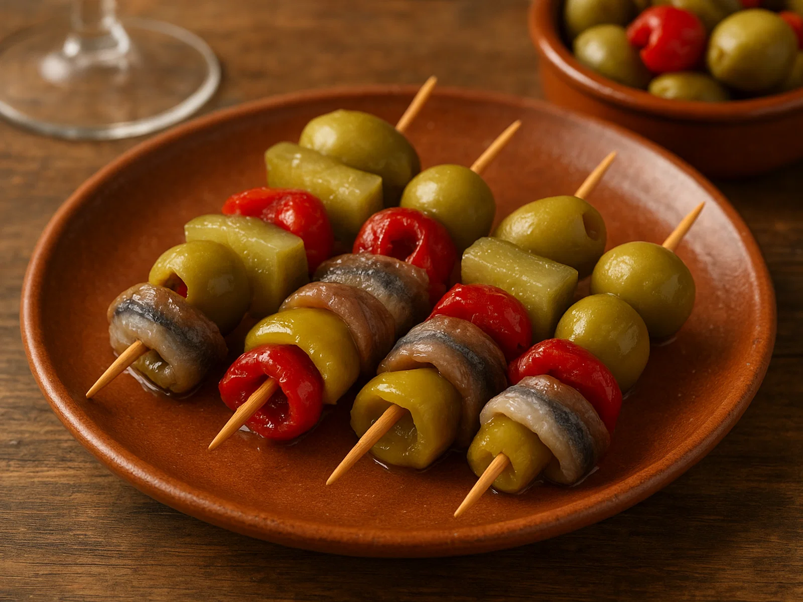 Spanische Banderillas – pikante Antipasti-Spießchen