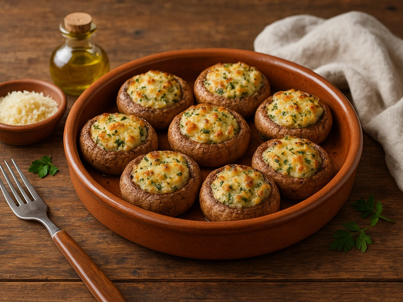 Champiñones rellenos – Gefüllte Champignons aus dem Ofen