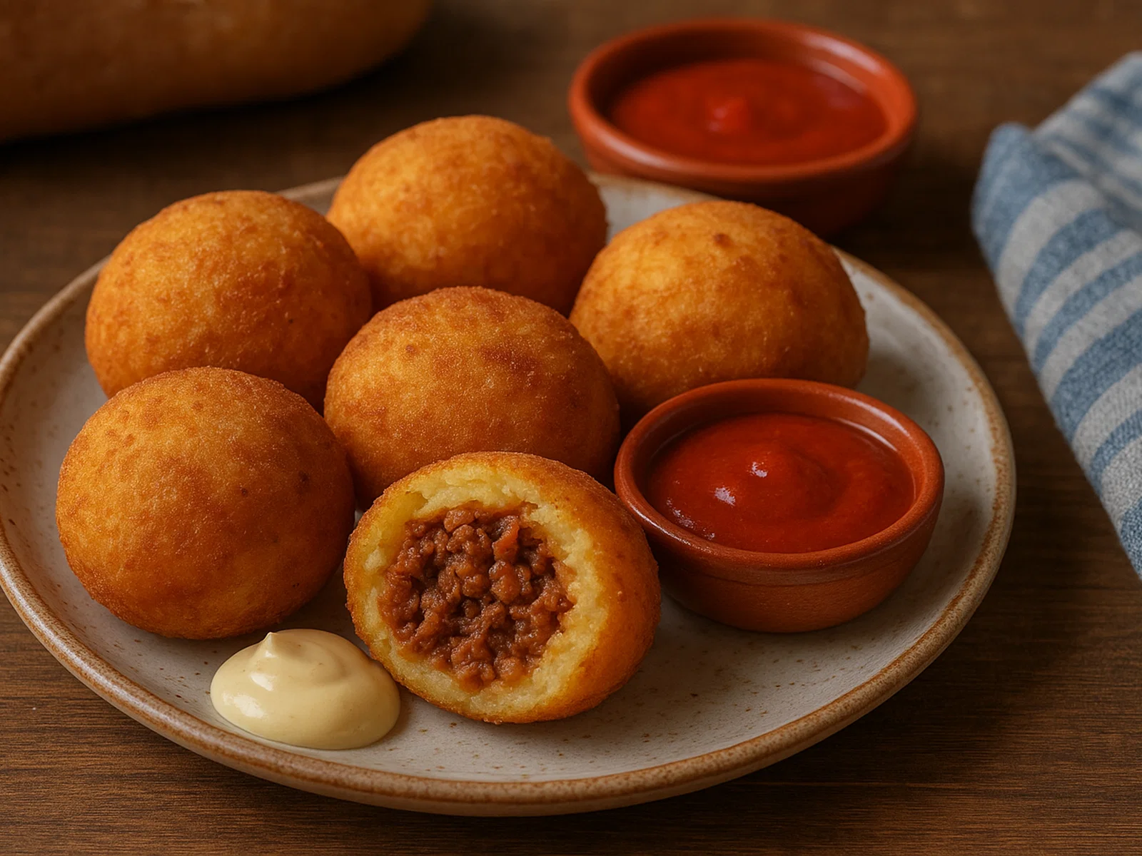Bombas – Frittierte gefüllte Kartoffelbällchen aus der Barceloneta
