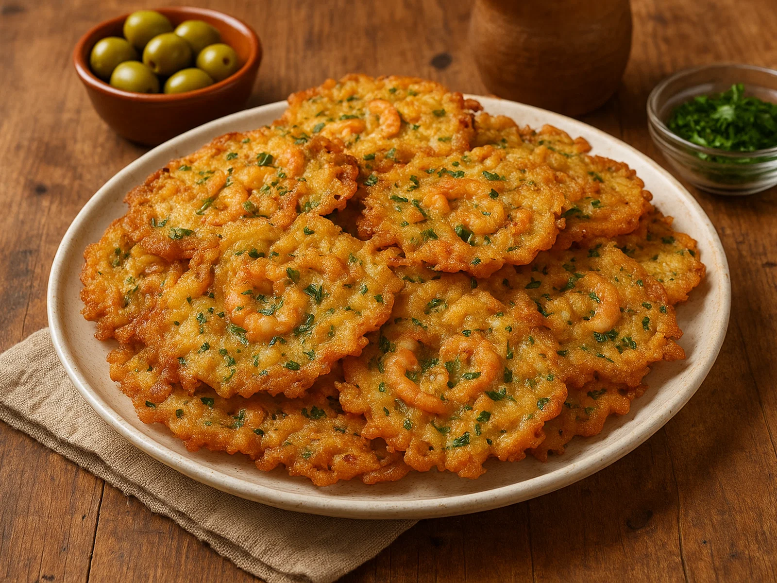 Tortillitas de camarones – knusprige Krebschen-Pfannkuchen