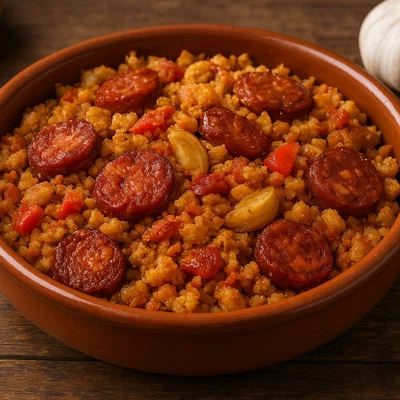 Spanische Migas mit Chorizo und Knoblauch