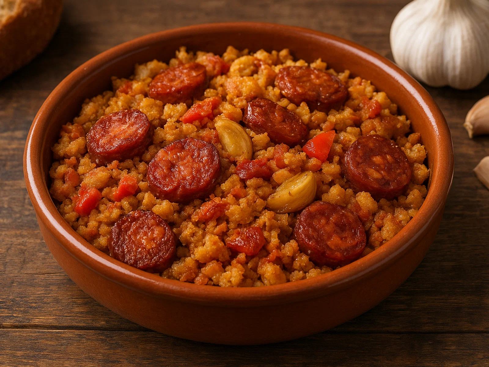 Spanische Migas mit Chorizo und Knoblauch