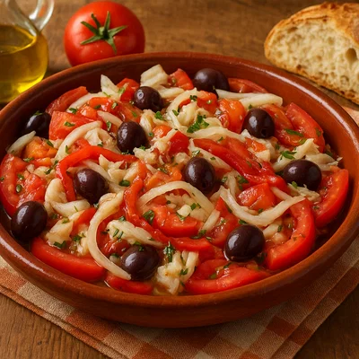 Esqueixada – katalanischer Stockfisch-Tomatensalat