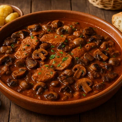 Fricandó – Katalanisches Kalbsschmorgericht mit Pilzen