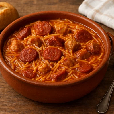 Fideos a la cazuela – Spanischer Nudeleintopf mit Wurst und Fleisch