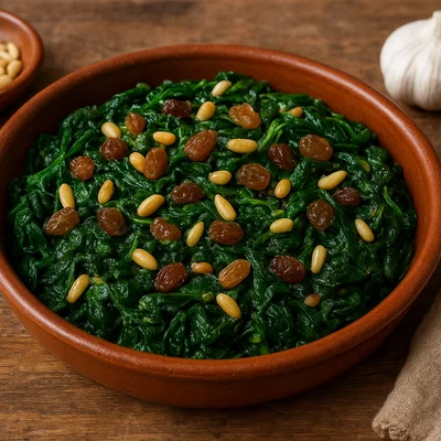 Espinacas a la catalana – Spinat mit Rosinen und Pinienkernen