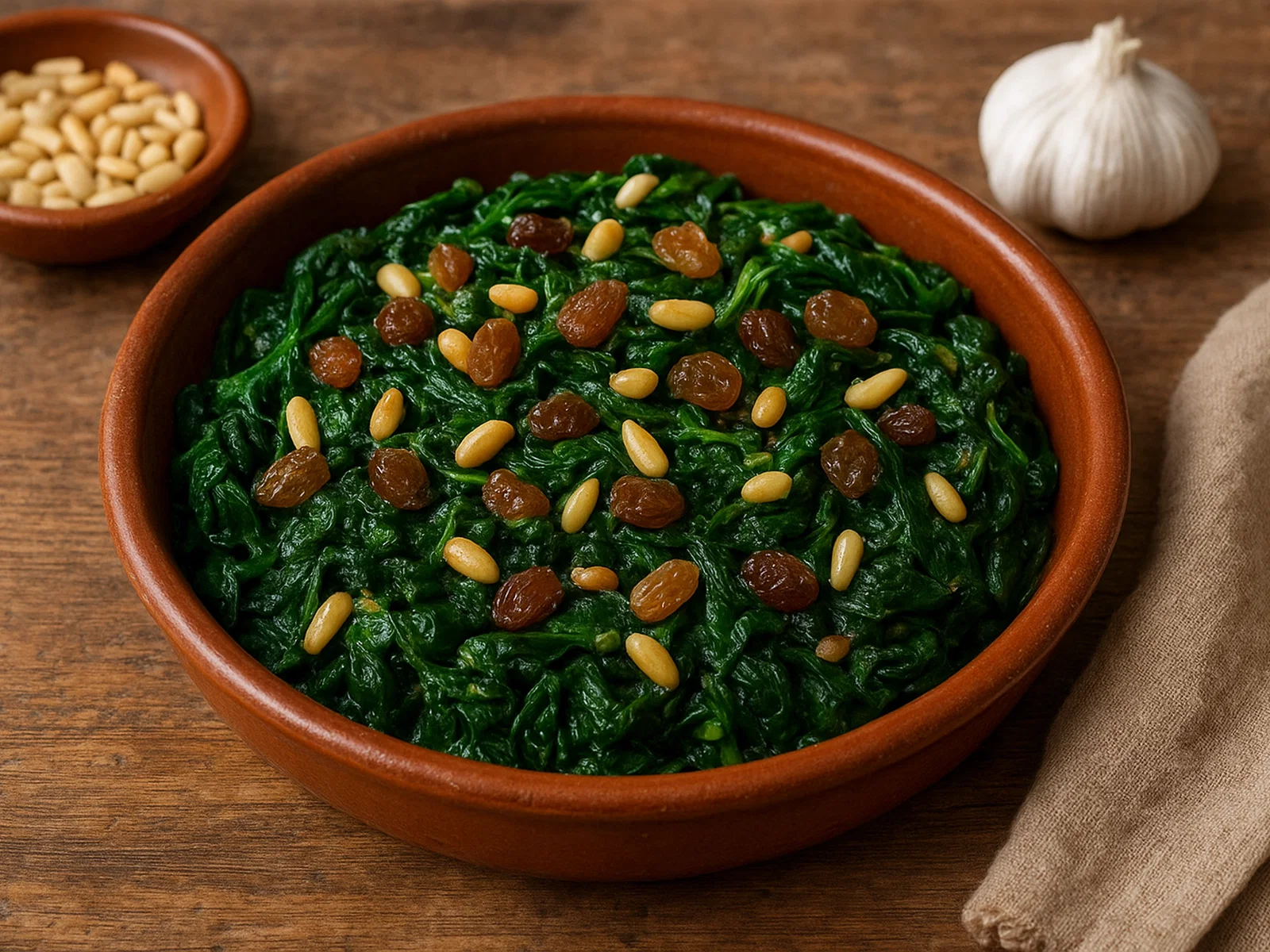 Espinacas a la catalana – Spinat mit Rosinen und Pinienkernen