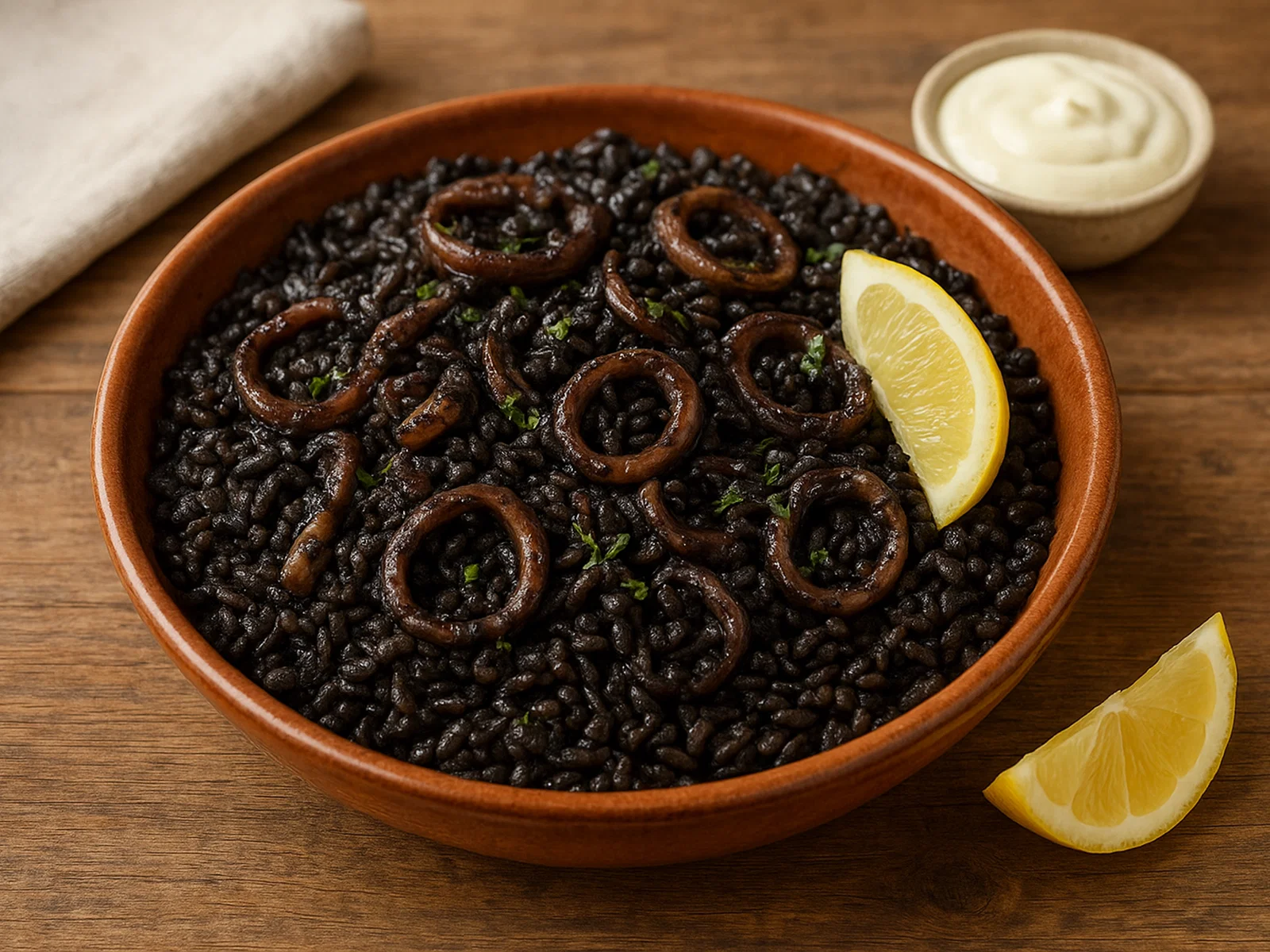 Arroz negro – Spanischer schwarzer Reis mit Tintenfisch