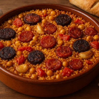 Arroz al Horno – Spanischer Ofenreis mit Kichererbsen und Wurst