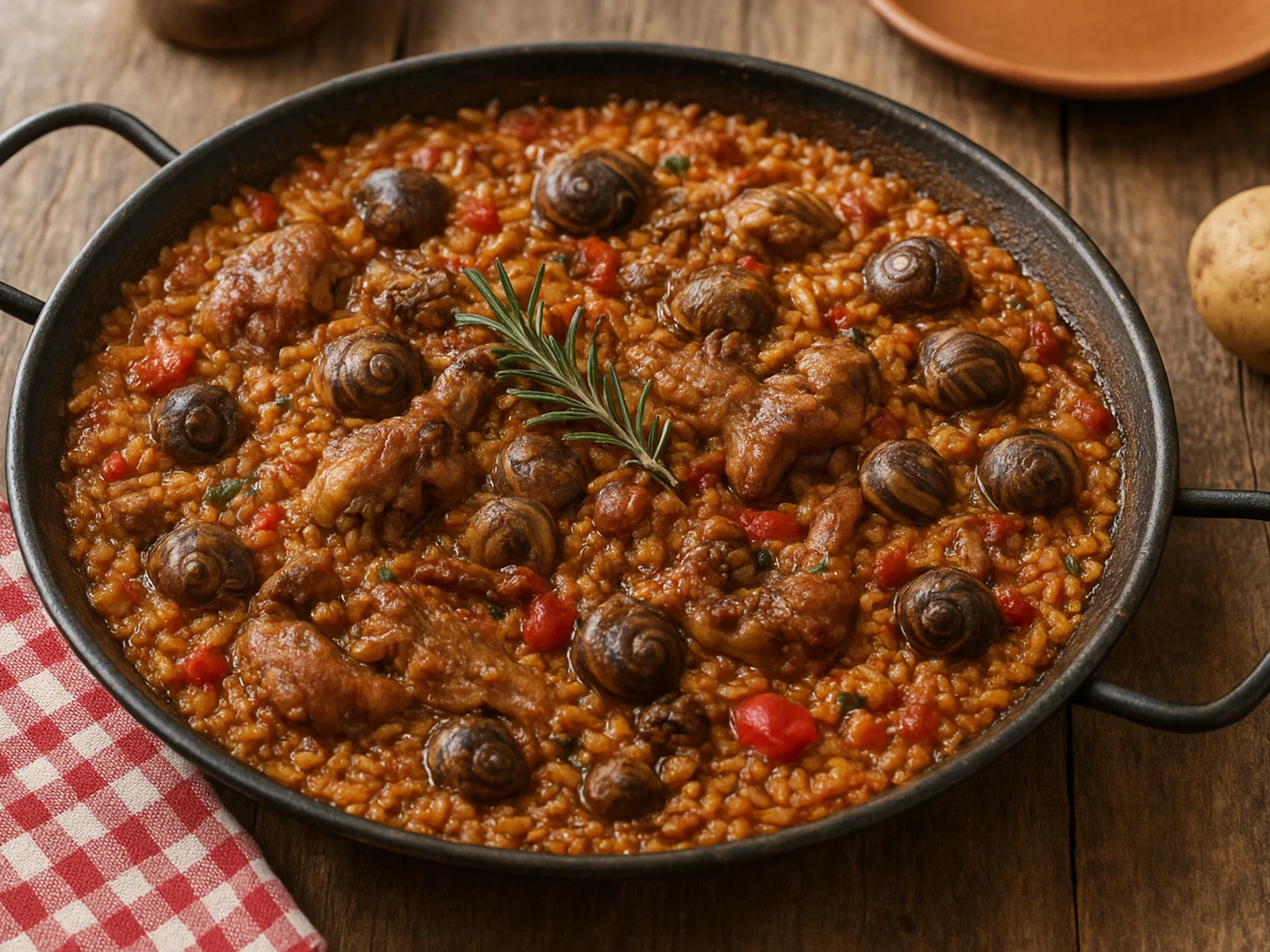 Arroz con conejo y caracoles (Reis mit Kaninchen und Schnecken)