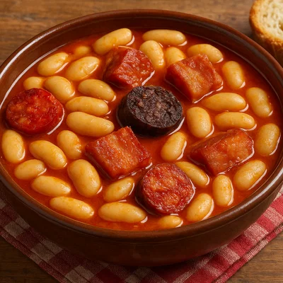 Fabada asturiana – Spanischer Bohneneintopf mit Chorizo, Morcilla und Speck