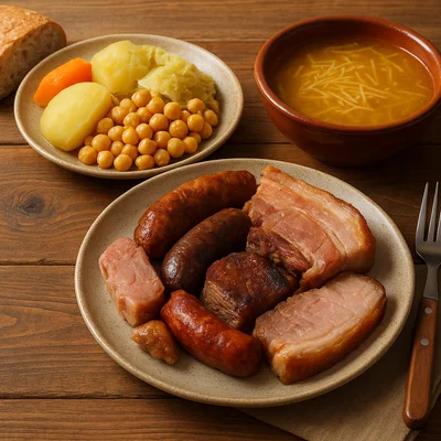 Cocido Maragato – Dreierlei aus Fleisch, Kichererbsen und Suppe