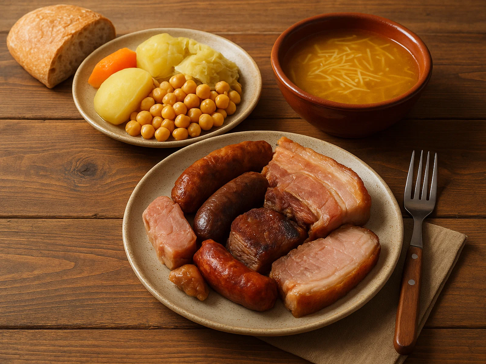 Cocido Maragato – Dreierlei aus Fleisch, Kichererbsen und Suppe