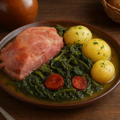 Lacón con grelos – Galizische Schweineschulter mit Stängelkohl