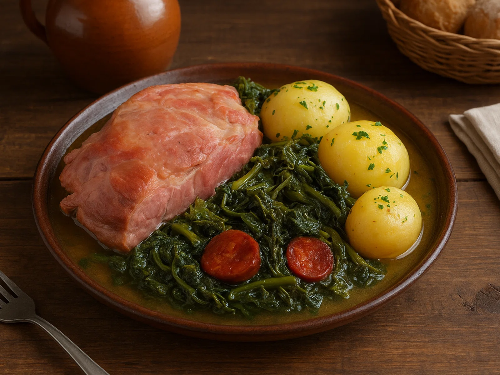 Lacón con grelos – Galizische Schweineschulter mit Stängelkohl