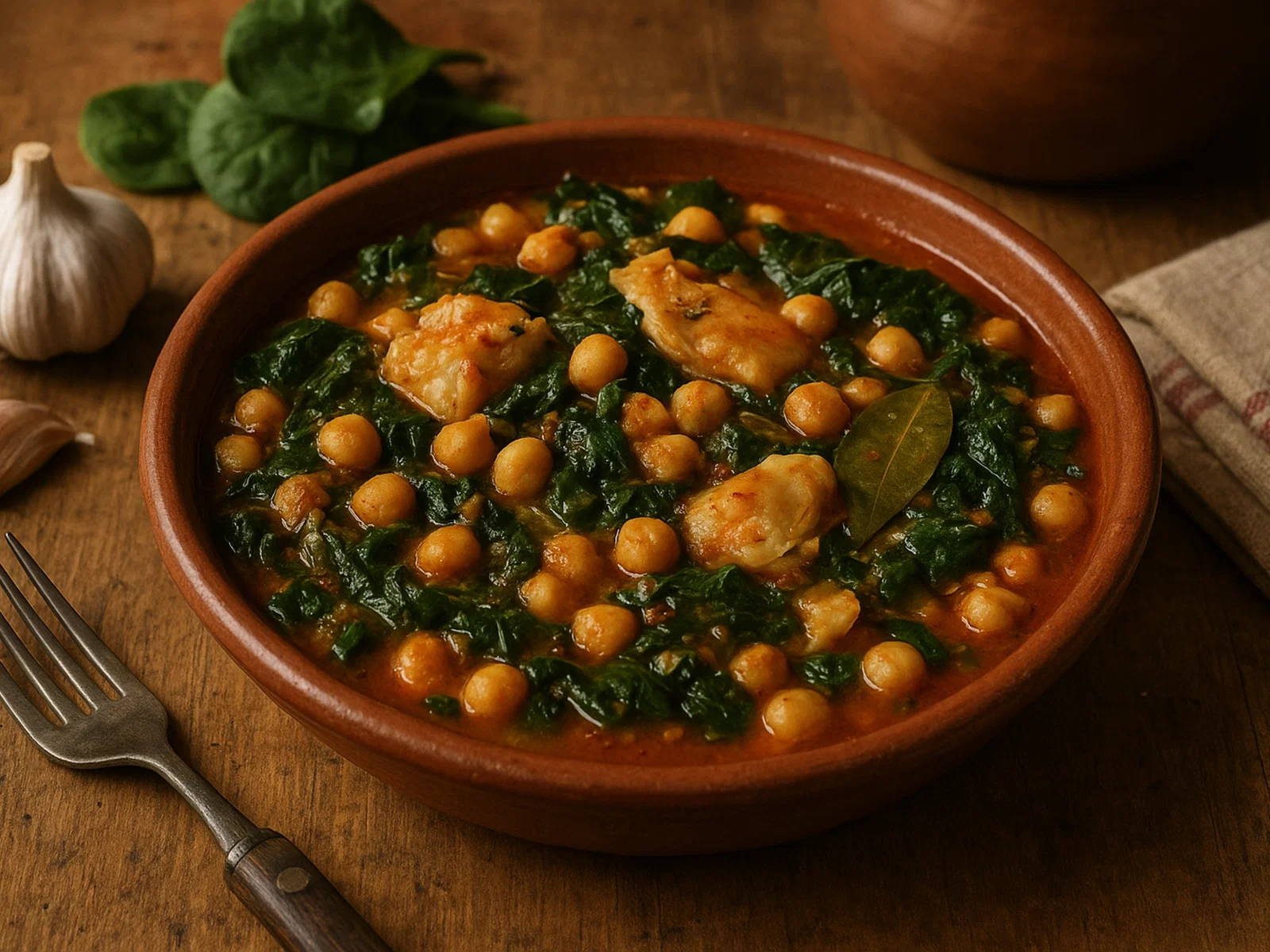 Potaje de Garbanzos – Spanischer Kichererbsen‑Eintopf mit Spinat und Stockfisch