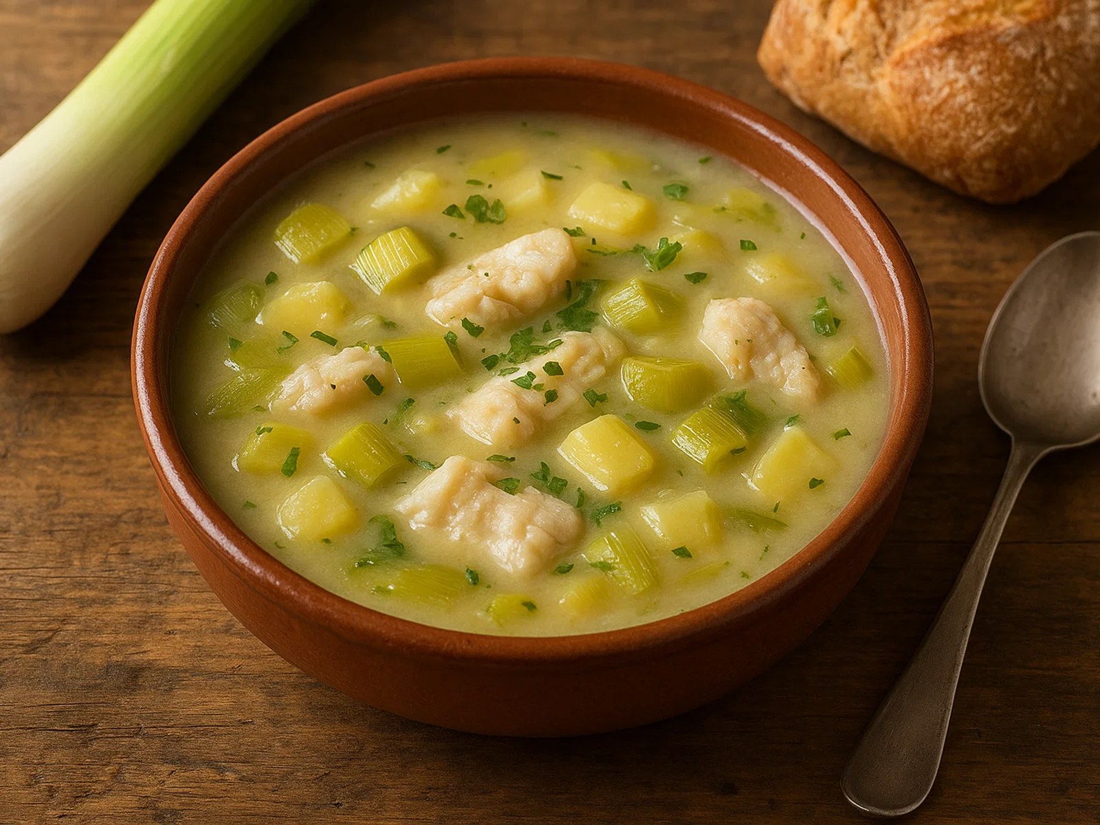 Porrusalda – Baskische Lauch-Kartoffel-Suppe mit Stockfisch