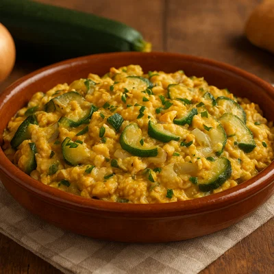 Zarangollo – Spanisches Rührei mit Zucchini und Zwiebeln