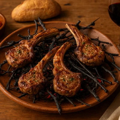 Chuletillas al Sarmiento – Lammkoteletts über Rebzweigen